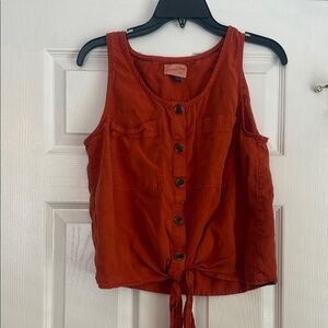 Universal Thread Rust Colored Front Tie Button Down Tank Top